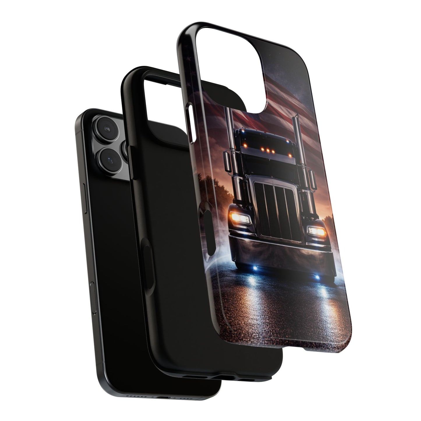 Semi Truck Phone Case American Flag Big Rig Trucker Gift iPhone Samsung