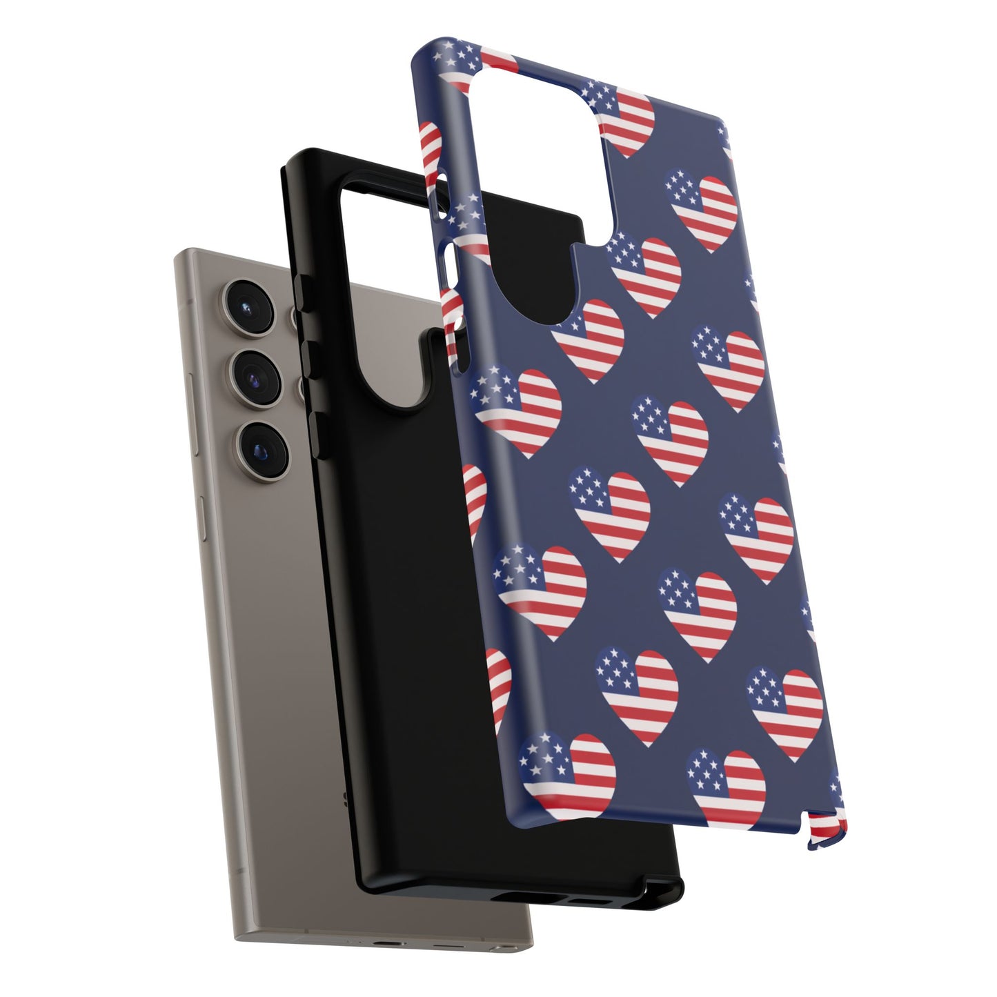 Patriotic American Flag Heart Phone Case – Tough Shockproof, USA Stars & Stripes for Iphone, Samsung Galaxy and Pixel