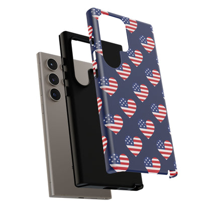 Patriotic American Flag Heart Phone Case – Tough Shockproof, USA Stars & Stripes for Iphone, Samsung Galaxy and Pixel