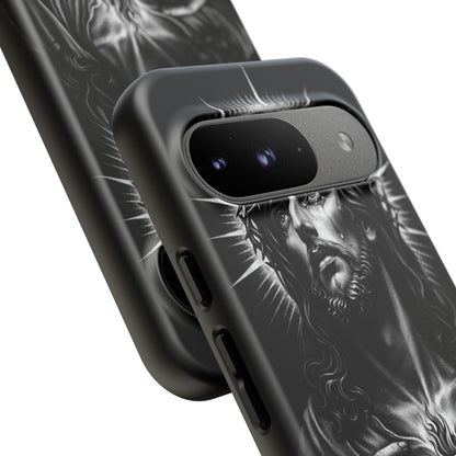 Jesus Sacred Heart Phone Case Black White Christian Faith Aesthetic