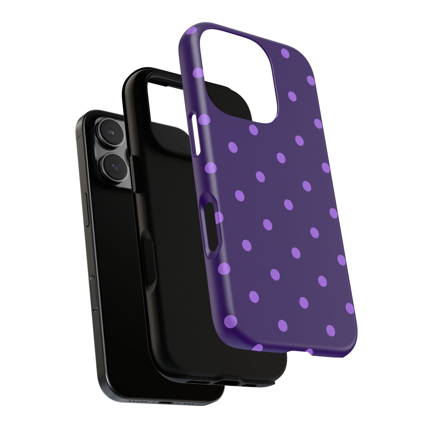 Purple Polka Dot Tough Phone Case – Cute Stylish Durable Protective Cover for Iphone, Samsung Galaxy and Pixel