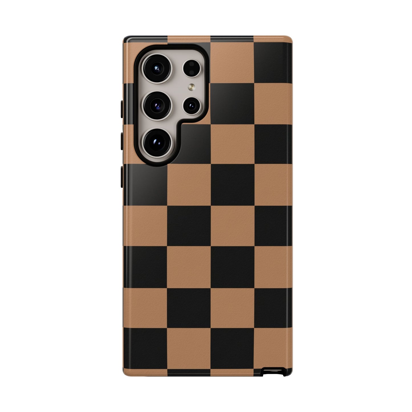 Brown Checkered Phone Case | Aesthetic Checkerboard iPhone & Samsung Tough Case
