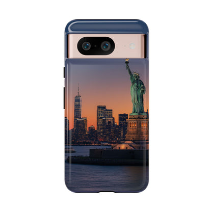 Statue of Liberty Sunset Phone Case – New York City Skyline Travel Aesthetic Tough Case