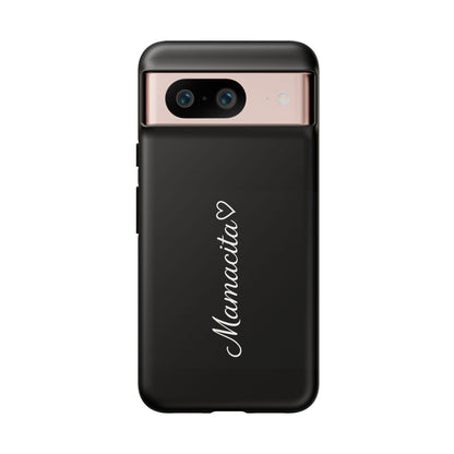 Mamacita Script Phone Case | Minimal Black Tough Case | Sleek Aesthetic Cover