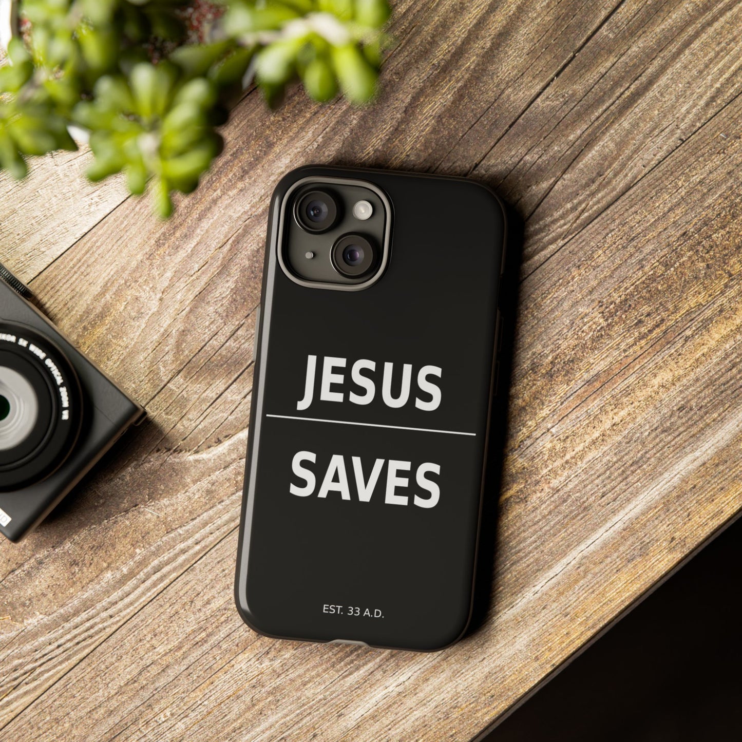 Jesus Saves Phone Case Christian Religious Minimalist Black Tough Cover