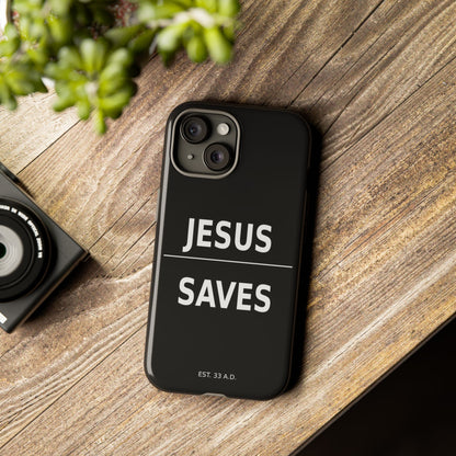 Jesus Saves Phone Case Christian Religious Minimalist Black Tough Cover