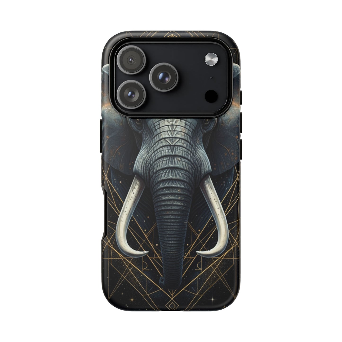 Elephant Mandala Phone Case – Black and Gold Spiritual Elephant Tough Protective Case