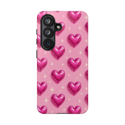 Pink Heart Pattern Phone Case | Tough Protective Case for Iphone, Samsung Galaxy and Pixel