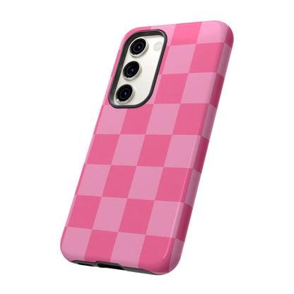 Pink Checkerboard Phone Case | Cute Aesthetic Checkered iPhone & Samsung Tough Case