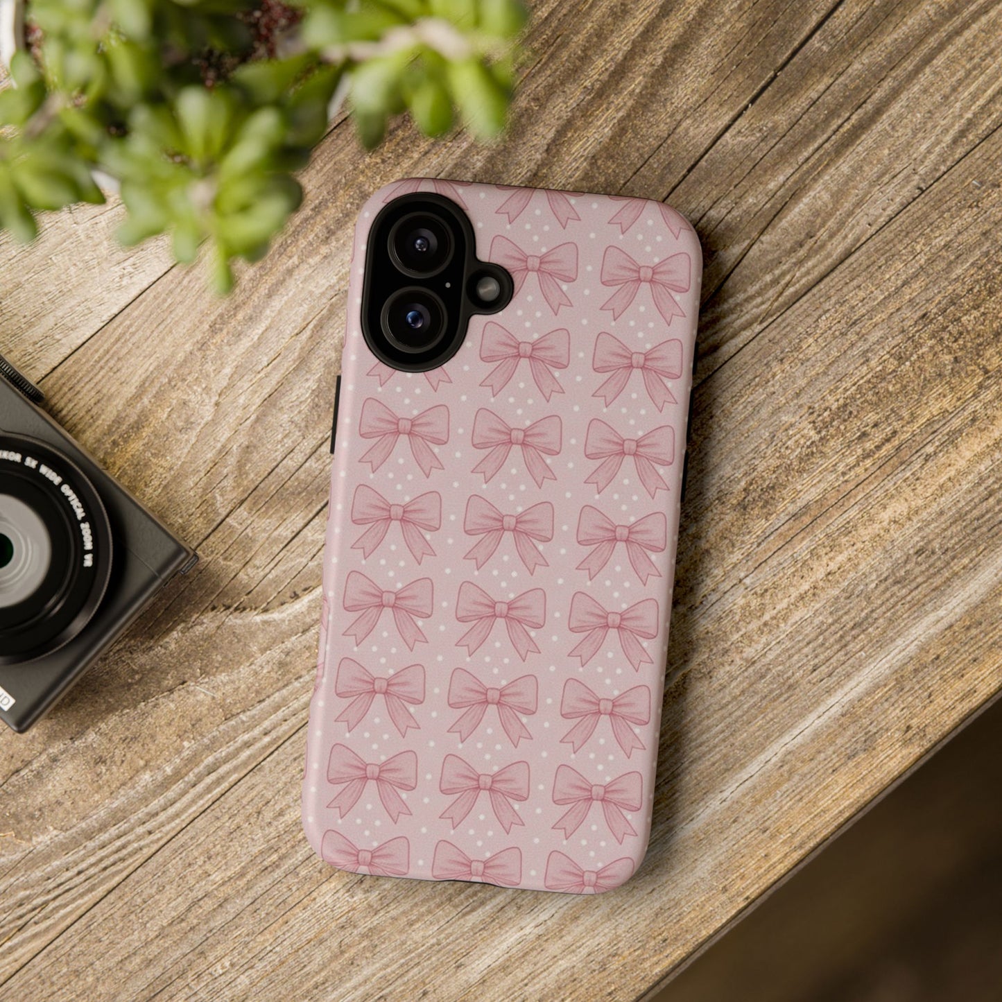 Pink Bow Pattern Phone Case – Soft Coquette Aesthetic Tough Case