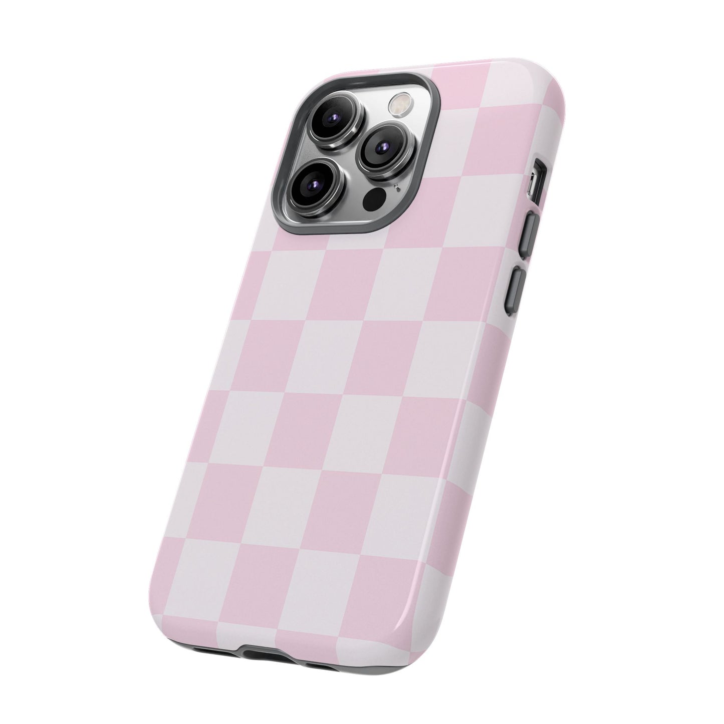 Light Pink Checkerboard Phone Case | Pastel Aesthetic Checkered iPhone & Samsung Tough Case