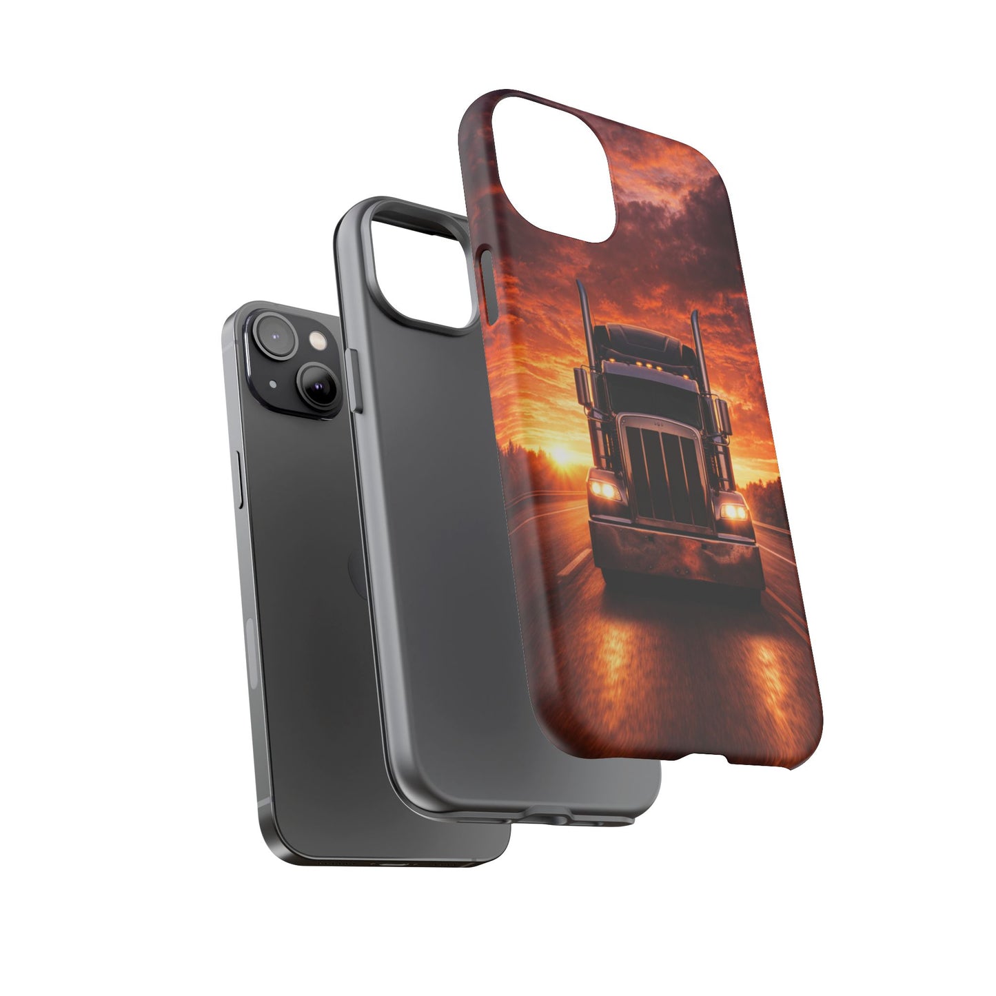 Big Rig Truck Phone Case Sunset Highway Semi Truck iPhone Samsung Cover