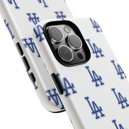Blue LA Monogram Pattern Phone Case | Minimal Baseball Inspired Tough Cover