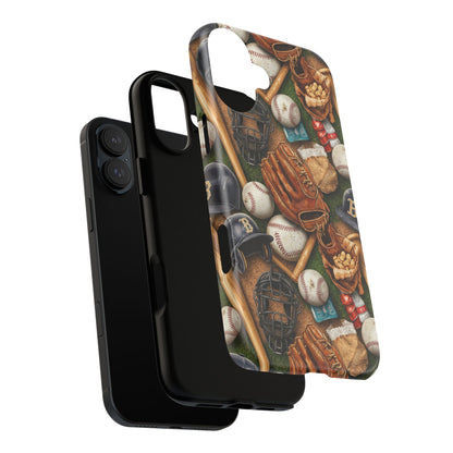 Baseball Gear Collage Phone Case – Vintage Baseball Equipment Sports Tough Case