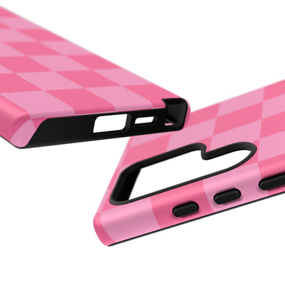 Pink Checkerboard Phone Case – Cute Aesthetic Tough Case for iPhone & Samsung