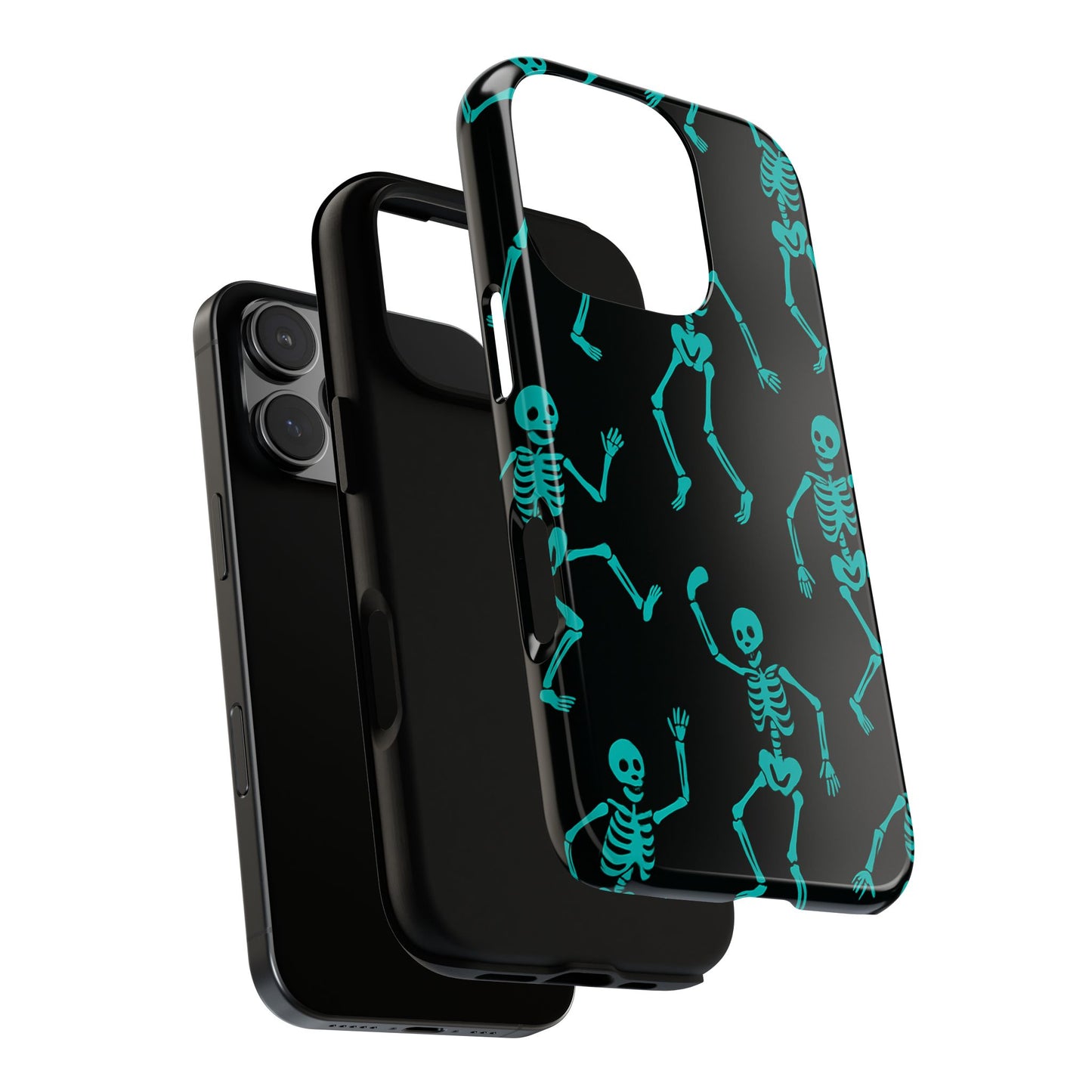 Dancing Teal Skeletons Phone Case | Tough Protective Case for Iphone, Samsung Galaxy and Pixel