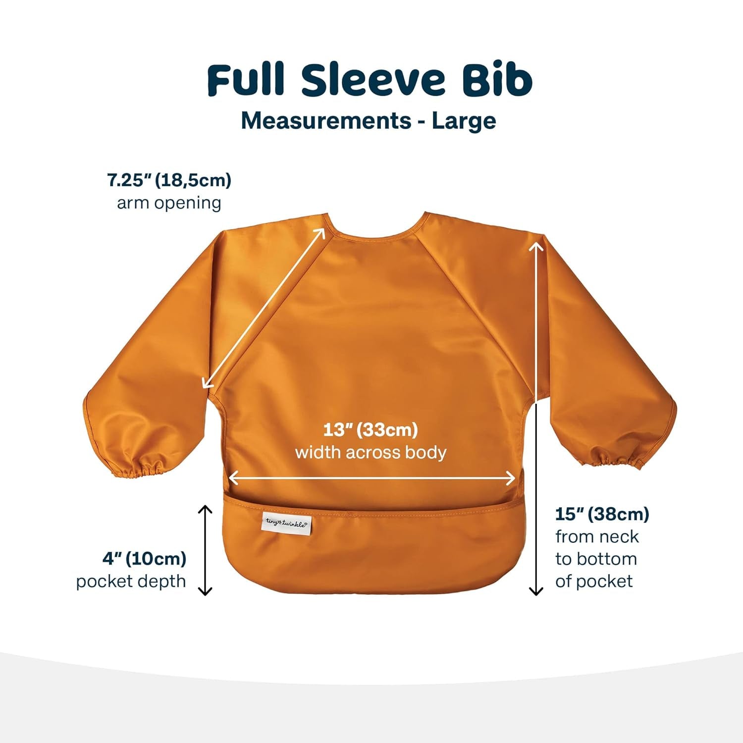 Mess Proof Baby Bibs, 2Pk Waterproof Smock Baby Bibs for Eating, Machine Washable Long Sleeve Bibs, Baby Led Weaning, Toddler Bibs, BLW Supplies (Sand Cinnamon, Large 2-4 Years)
