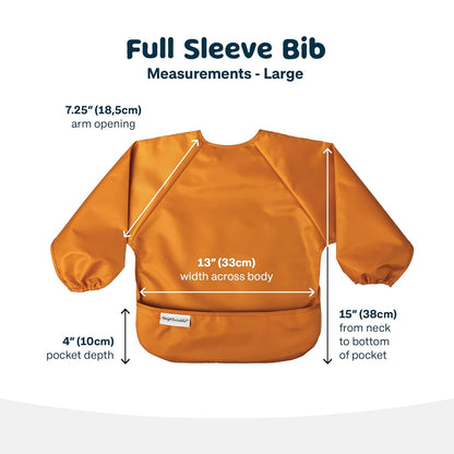 Mess Proof Baby Bibs, 2Pk Waterproof Smock Baby Bibs for Eating, Machine Washable Long Sleeve Bibs, Baby Led Weaning, Toddler Bibs, BLW Supplies (Sand Cinnamon, Large 2-4 Years)