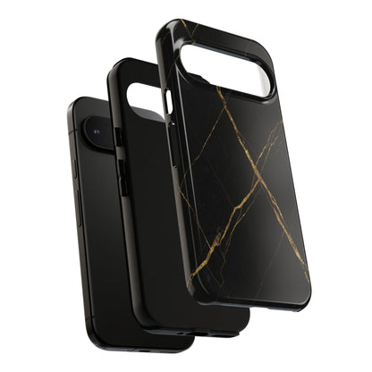 Black Marble Phone Case with Gold Veins – Luxury Minimal Aesthetic Tough Case