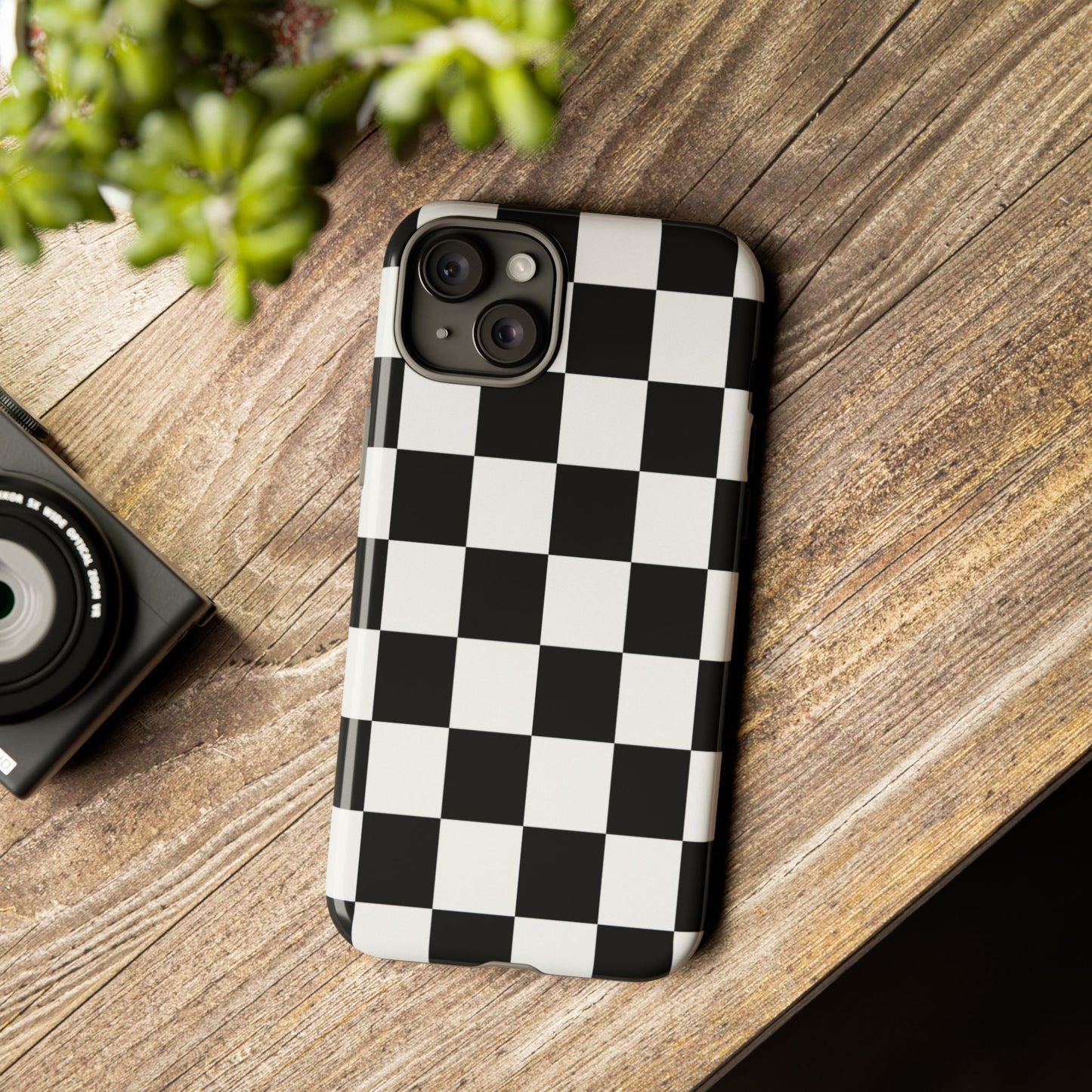 Black & White Checkerboard Phone Case – Classic Aesthetic Tough Protective Case for Iphone, Samsung Galaxy and Pixel
