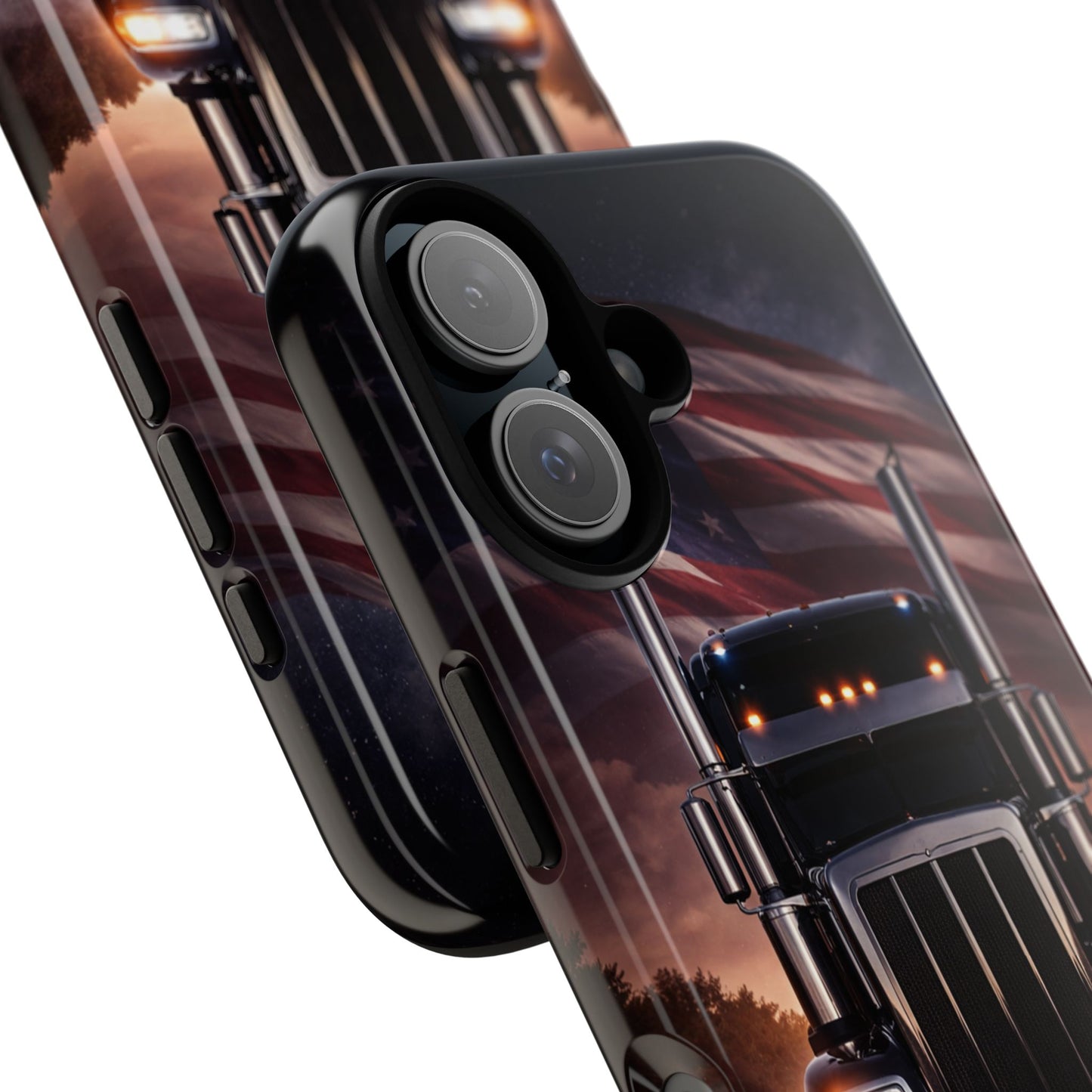 Semi Truck Phone Case American Flag Big Rig Trucker Gift iPhone Samsung