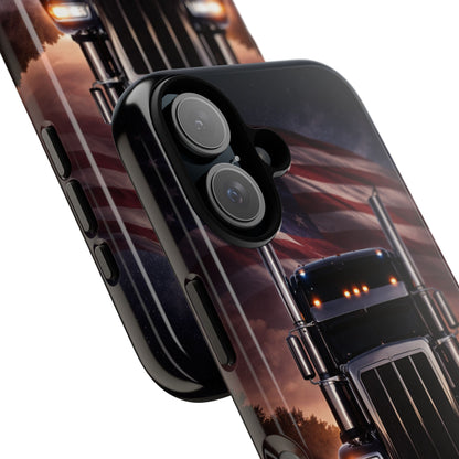 Semi Truck Phone Case American Flag Big Rig Trucker Gift iPhone Samsung