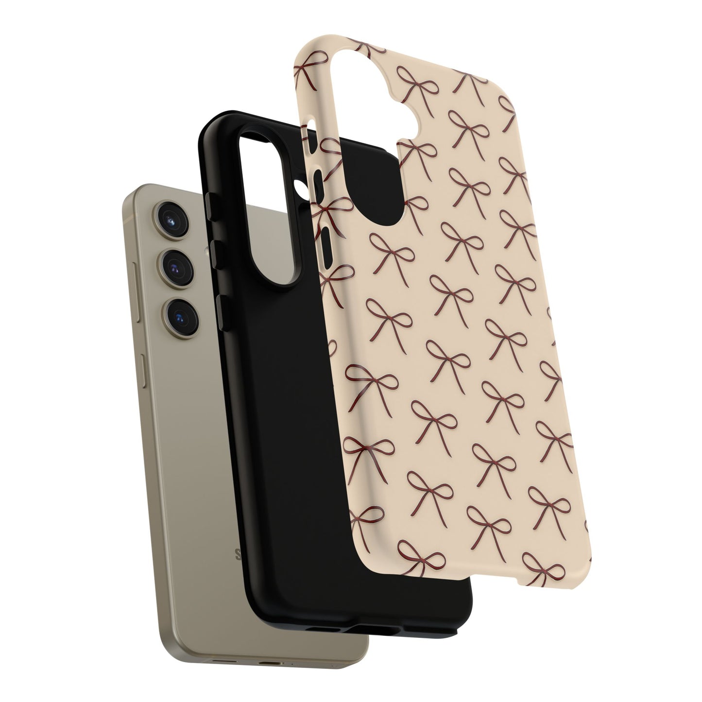 Coquette Bow Phone Case | Neutral Beige Aesthetic iPhone & Samsung Tough Case