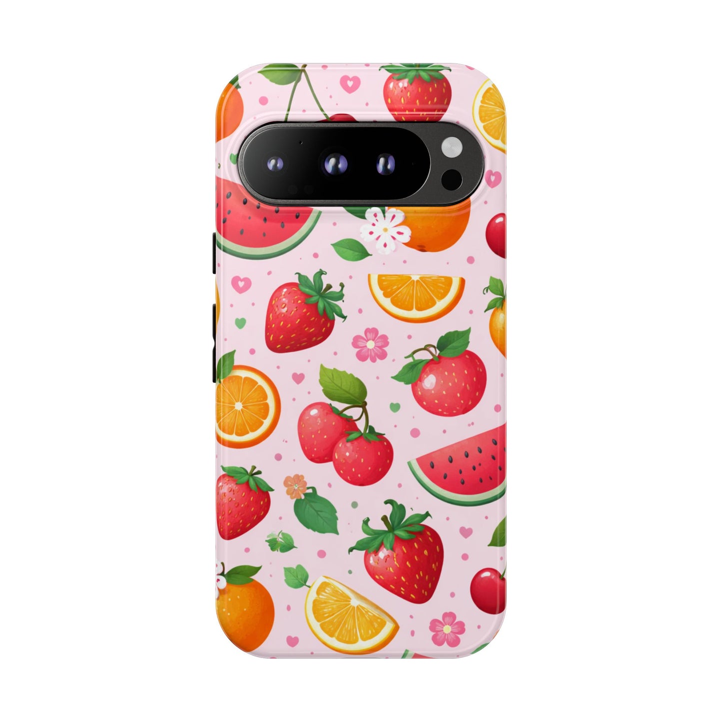 Fruit Phone Case – Tough Shockproof, Strawberry Cherry Citrus Summer Design for Iphone, Samsung Galaxy and Pixel