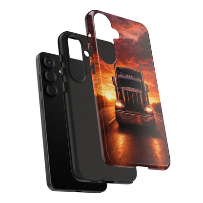 Big Rig Truck Phone Case Sunset Highway Semi Truck iPhone Samsung Cover