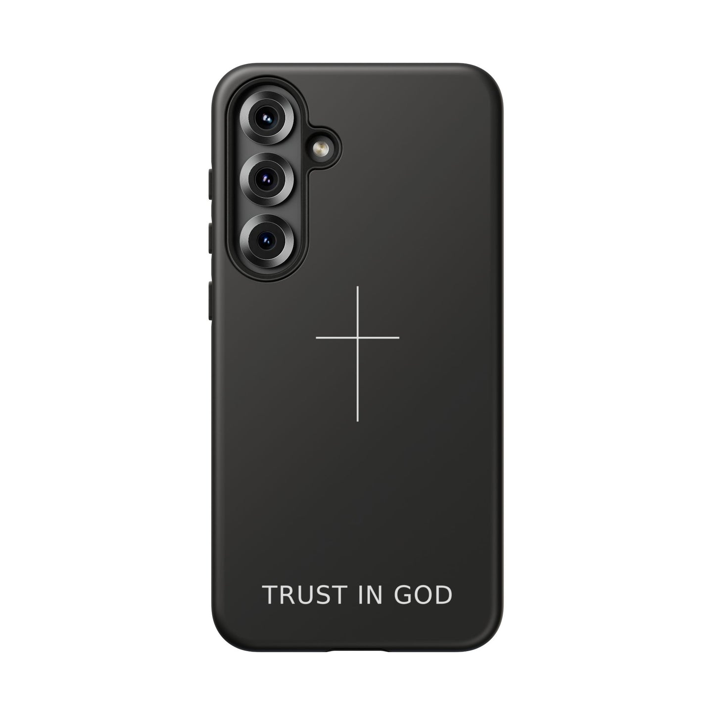Trust in God Phone Case Minimal Cross Christian Black Tough Cover