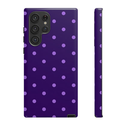 Purple Polka Dot Tough Phone Case – Cute Stylish Durable Protective Cover for Iphone, Samsung Galaxy and Pixel