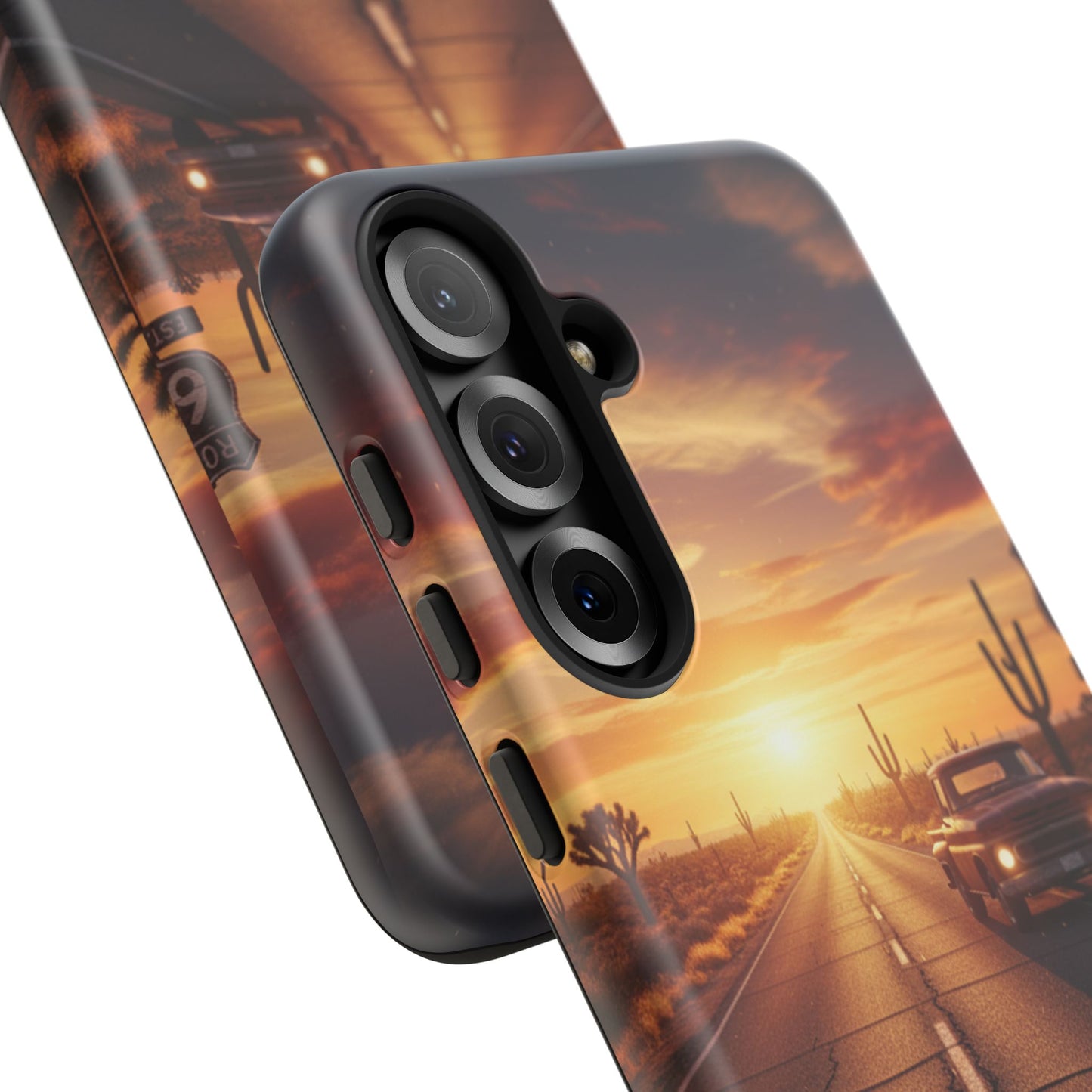 Route 66 Sunset Desert Highway Phone Case – Road Trip Travel Aesthetic Tough Case