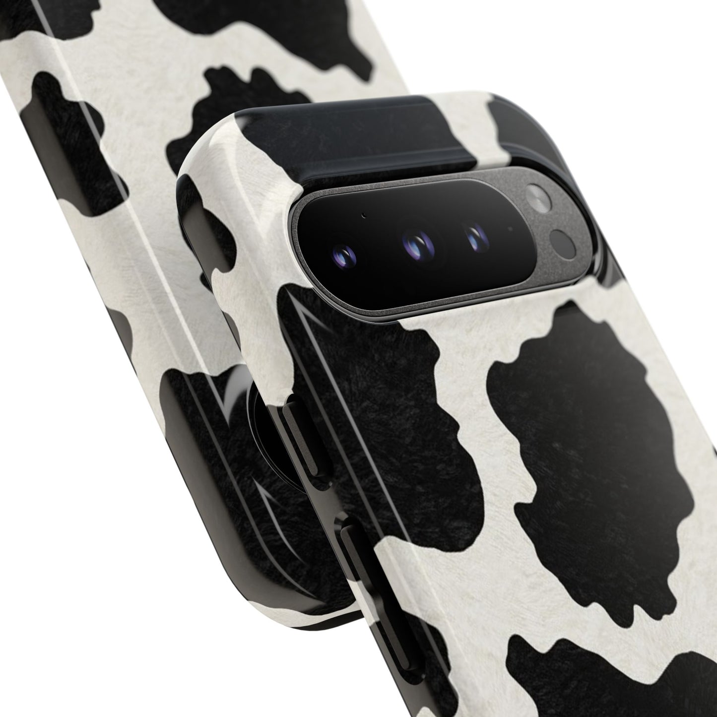 Black & White Cow Print Phone Case | Western Aesthetic iPhone & Samsung Tough Case