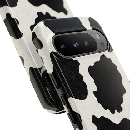 Black & White Cow Print Phone Case | Western Aesthetic iPhone & Samsung Tough Case