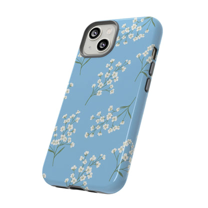 Baby’s Breath Floral Phone Case – Blue Minimal Flower Aesthetic Tough Case