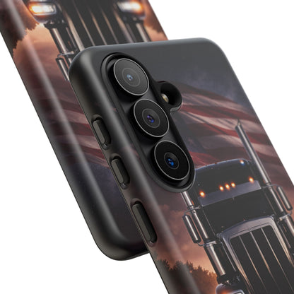 Semi Truck Phone Case American Flag Big Rig Trucker Gift iPhone Samsung
