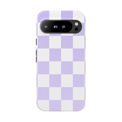Lavender Checkerboard Phone Case | Pastel Aesthetic Checkered iPhone & Samsung Tough Case