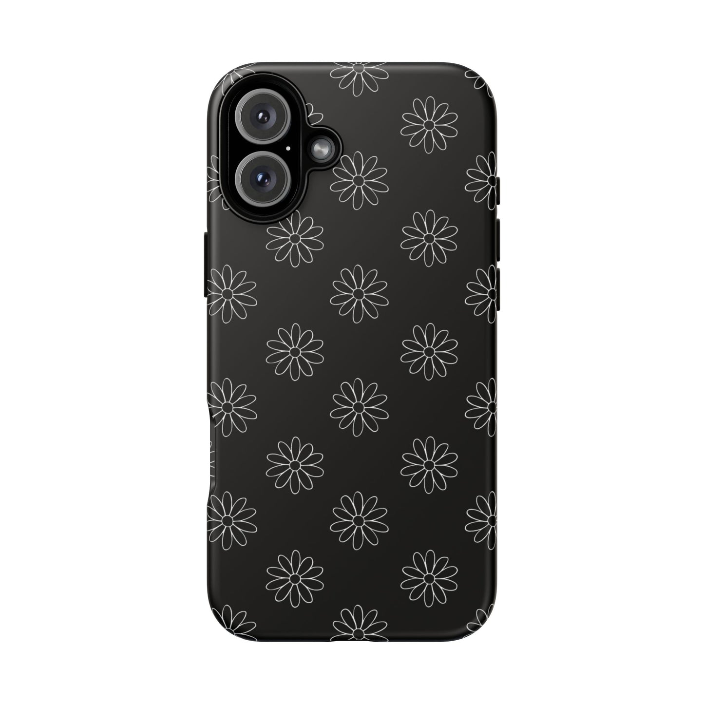 Black Daisy Floral Phone Case – Slim Protective Tough Case for Iphone, Samsung Galaxy and Pixel