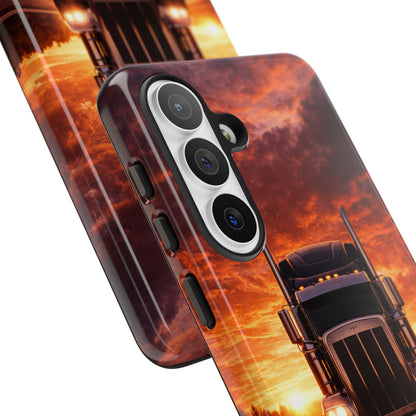 Big Rig Truck Phone Case Sunset Highway Semi Truck iPhone Samsung Cover