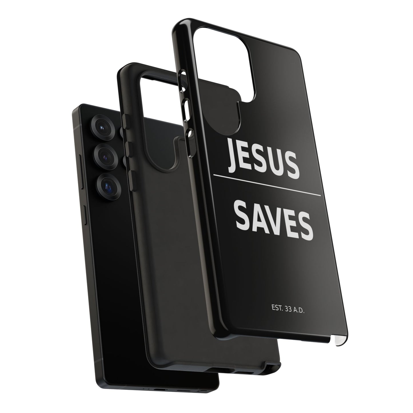 Jesus Saves Phone Case Christian Religious Minimalist Black Tough Cover