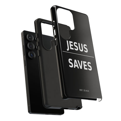 Jesus Saves Phone Case Christian Religious Minimalist Black Tough Cover