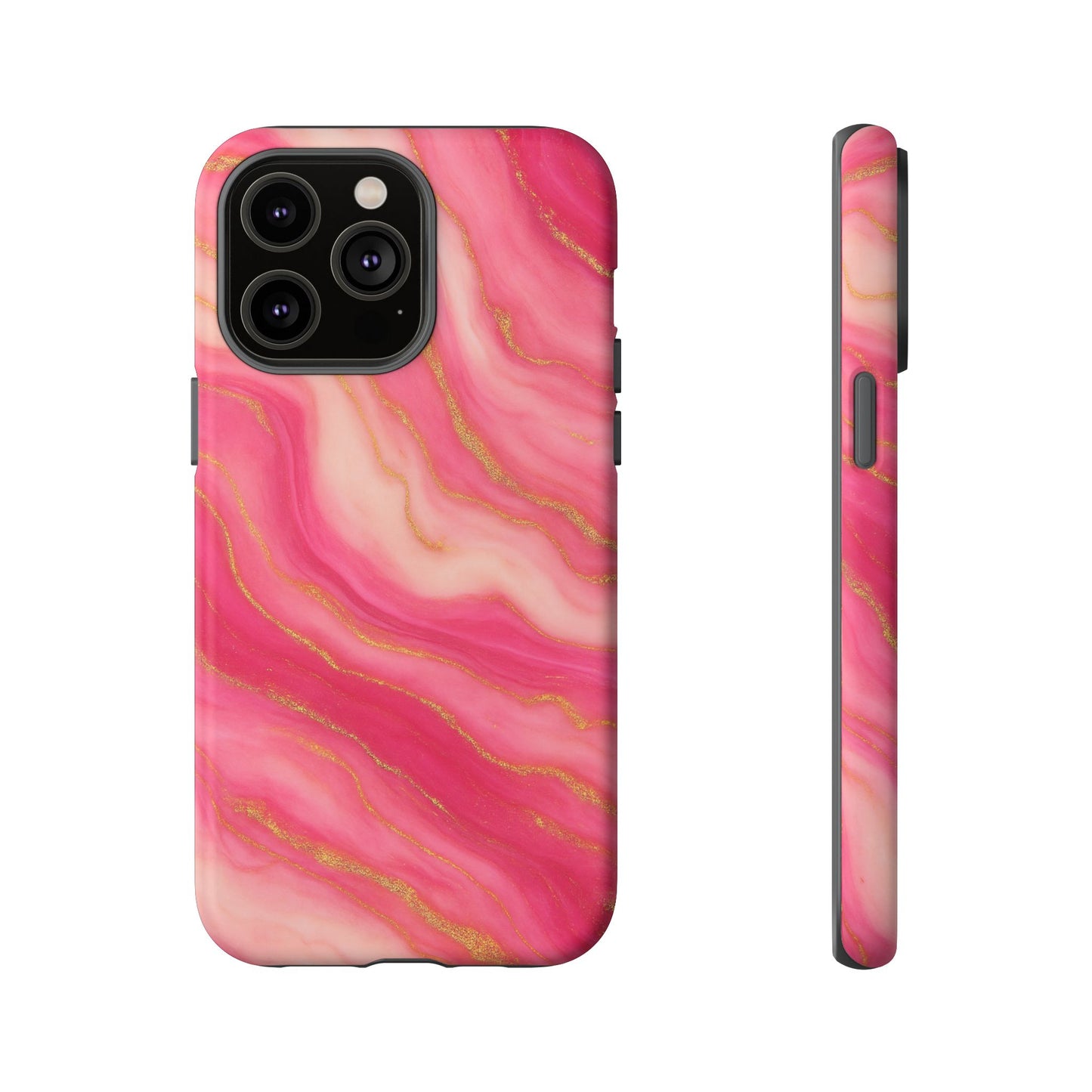 Pink Marble Phone Case | Rose Gold Swirl Aesthetic Tough Protective Case