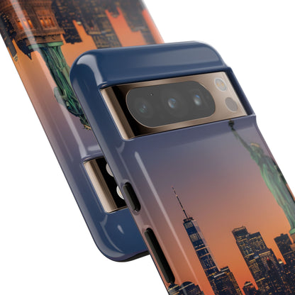 Statue of Liberty Sunset Phone Case – New York City Skyline Travel Aesthetic Tough Case