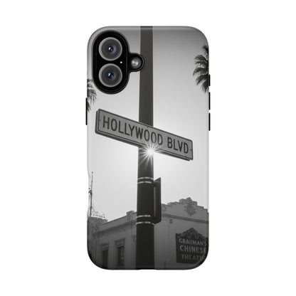 Hollywood Blvd Phone Case | Vintage Los Angeles Street Sign | Black & White LA Aesthetic