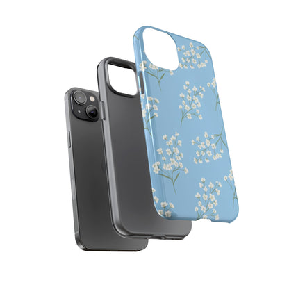 Baby’s Breath Floral Phone Case – Blue Minimal Flower Aesthetic Tough Case