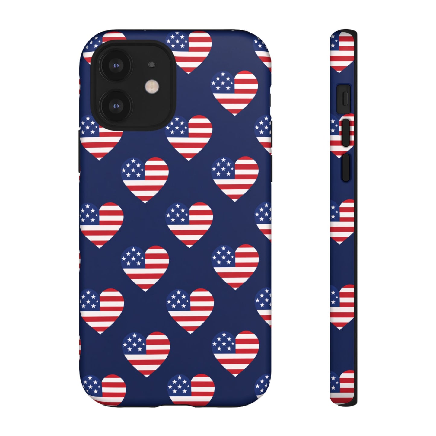 Patriotic American Flag Heart Phone Case – Tough Shockproof, USA Stars & Stripes for Iphone, Samsung Galaxy and Pixel