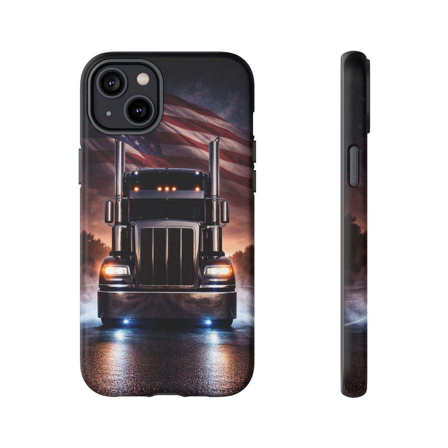 Semi Truck Phone Case American Flag Big Rig Trucker Gift iPhone Samsung