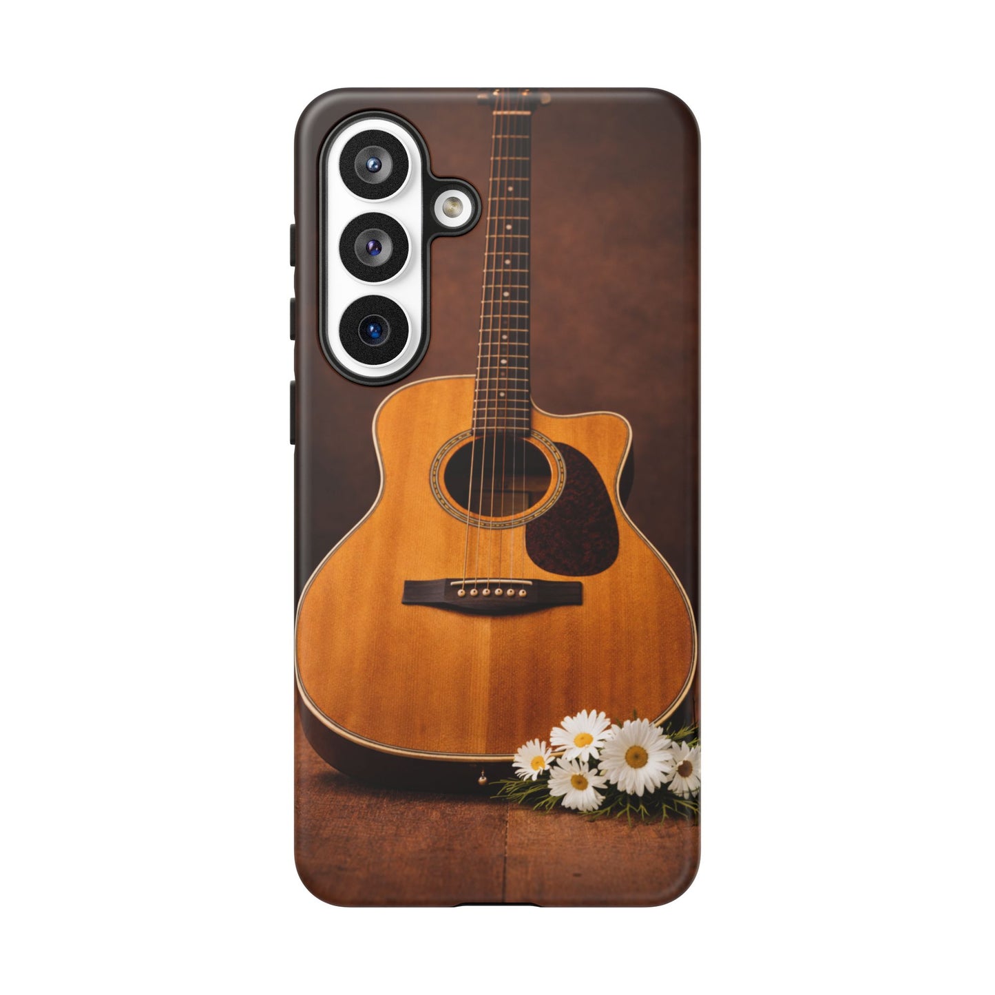 Acoustic Guitar Daisy Phone Case | Rustic Music Lover Tough Cover