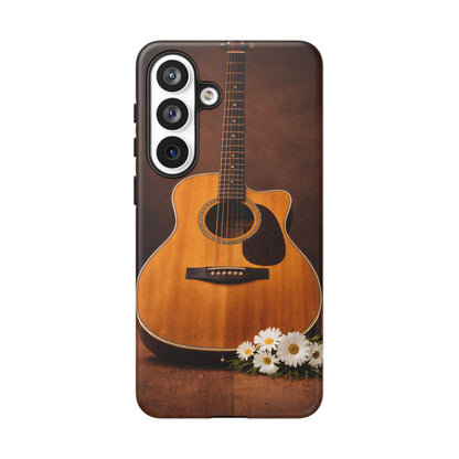 Acoustic Guitar Daisy Phone Case | Rustic Music Lover Tough Cover