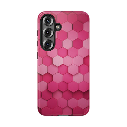Hot Pink Hexagon Phone Case | Honeycomb Geometric Aesthetic | Cute Pink iPhone & Samsung Tough Protective Case